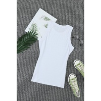Solid White Round Neck Ribbed Tank Top - 2XL thumbnail