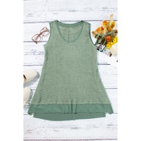Sea Green Scoop Neck Waffle Knit Flowy Vest - S thumbnail