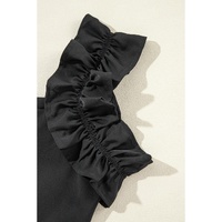 Black Solid Ruffle Trim Sleeveless Top - XL thumbnail