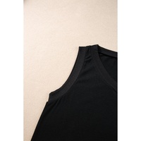 Black Ribbed V Neck Tank - L thumbnail