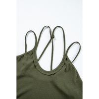 Jungle Green Exposed Seam Detail Double Straps Tank Top - 2XL thumbnail