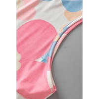 Pink Floral Print Round Neck Sleeveless Top - S thumbnail