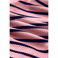 Black Stripe Contrast Round Neck Sleeveless Slim Top - L thumbnail