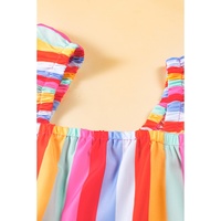 Red Stripe Ruffled Straps Babydoll Tank Top - XL thumbnail