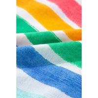 Rose Red Rainbow Stripes Ruffled Hem Drawstring V Neck Tank Top - L thumbnail