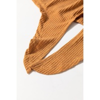 Straw Yellow Ribbed Front Knot Buttoned Thin Strap Tank Top - L thumbnail