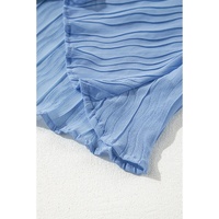 Myosotis Textured Pleated Tied Mock Neck  Flowy Tank Top - L thumbnail