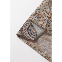 Khaki Paisley Printed Spaghetti Strap V Neck Smocked Babydoll Tank Top - L thumbnail