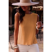 Desert Gold Bowknot V Cut Backless Cotton Tank Top - L thumbnail