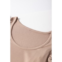 Smoke Gray Ribbed Knit Ruffled Shoulder Slim Fit Tank Top - XL thumbnail