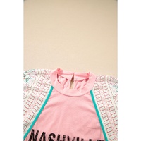Light Pink Vintage Nashville Printed Patchwork Tank Top - L thumbnail