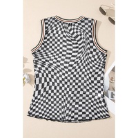 Multicolour Cheetah Checkered Dual Print Reversible Round Neck Mesh Tank Top - L thumbnail