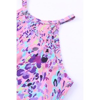 Multicolor Tropical Floral Print Racerback Tank Top - L thumbnail