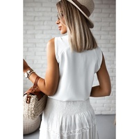 White V Neck Knotted Shoulder Vest - L thumbnail