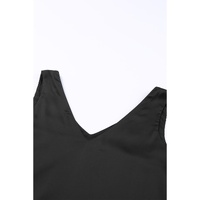 Black Deep V Neck Loose Tank Top - M thumbnail