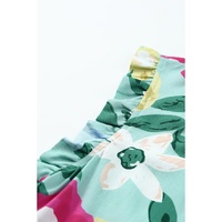 Green Floral Print Ruffle Trim Tank Top - M thumbnail