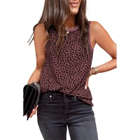 Azura Exchange Red Leopard Print Round Neck Tank Top - M thumbnail