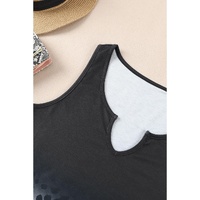 Black Gradient Leopard Split Neck Tank Top - S thumbnail