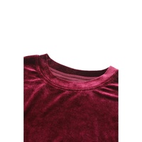 Fiery Red Solid Velvet Two Piece Lounge Set - XL thumbnail