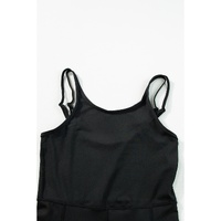 Black High Waist Backless Side Pockets Sports Jumpsuit - L thumbnail