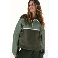 Azura Exchange Fleece Patchwork Color Block Zip Funnel Neck Sweatshirt - 2XL thumbnail