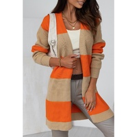 Azura Exchange Orange Colorblock Ribbed Knit Cardigan - L thumbnail