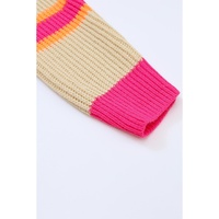 Stripe Printed Ribbed Long Knitted Cardigan - S thumbnail