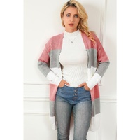 Green Colorblock Stripe Open-Front Cardigan - L thumbnail