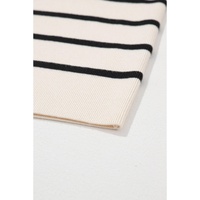 Black Stripe Flap Pocket Buttoned Cardigan Sweater - M thumbnail