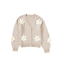 Parchment Elegant Flower Decor Button Front Cardigan - L thumbnail