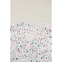 White Multicolor Confetti Sweater Cardigan - M thumbnail