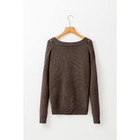 Dark Khaki Open Knit Drop Shoulder Sweater Cardigan - 2XL thumbnail