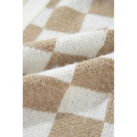 Smoke Gray Gingham Striped Knitted Open Front Cardigan - L thumbnail