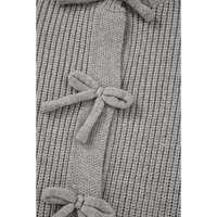 Philippine Gray Ribbed Knit Bow Front Buttoned Cardigan - L thumbnail