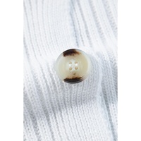 White Collared Button-up Loose Fit Casual Sweater - S thumbnail