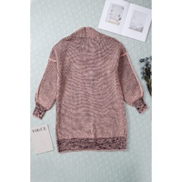 Pink Plaid Knitted Long Open Front Cardigan - L thumbnail