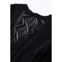 Azura Exchange Black Hollow-out Openwork Knit Cardigan - M thumbnail