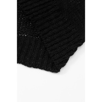 Black Casual Hollowed Knit Dolman Sleeve Cardigan - S thumbnail