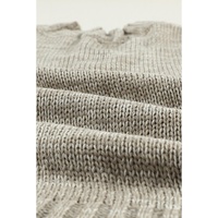 Gray V neck Drop Shoulder Knitted Sweater - S thumbnail
