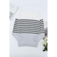 Gray Striped Colorblock Sweater - 2XL thumbnail