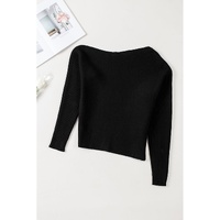 Azura Exchange Black Striped Long Sleeve Knit Sweater - S thumbnail