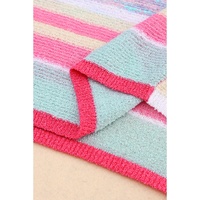 Pink Color Block Striped Three-Quarter Sleeve Knitted Top - M thumbnail