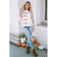 Stripe Blocked Drop Shoulder Slouchy Sweater - M thumbnail