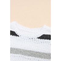 Striped Popcorn Knit Sweater - L thumbnail