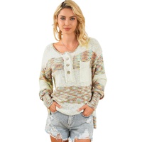 Multicolor Space Dye Henley Knit Sweater - M thumbnail