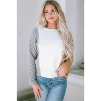 Multicolor Colorblock Textured Drop Shoulder Sweater - M thumbnail