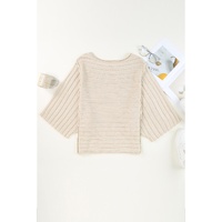 Apricot Exposed Seam Ribbed Knit Dolman Sweater - S thumbnail