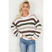 Stripe Crochet Hollow out Knit Sweater - S thumbnail