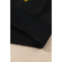 Black Cheetah Pattern Knit Round Neck Sweater - M thumbnail
