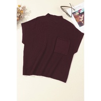 Mineral Red Patch Pocket Ribbed Knit Short Sleeve Sweater - 2XL thumbnail